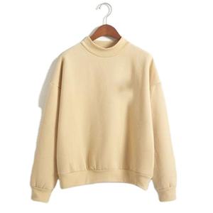 Personalizado francés Terry Drop hombro Mock Neck sudaderas con capucha de alta calidad de algodón de cuello redondo de gran tamaño de las mujeres sudadera - Product Image 6