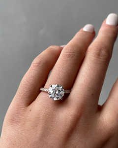 18K véritable or massif 4 griffes Solitaire VVS VS IGI certifié diamant cultivé en laboratoire femmes vêtements de mariée Hidden Halo bagues de fiançailles - Product Image 5