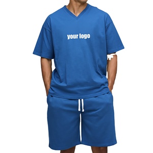 Conjunto de Verano para Hombre, Conjunto de Dos Piezas a la Moda, Corte Holgado, Camiseta y Pantalones Cortos a Juego, Ideal para Uso Diario y Venta en Línea - Product Image 1