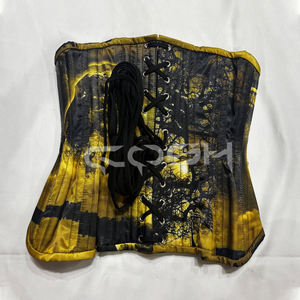 Corset tendance noir jaune clair de lune, style gothique céleste, pour la mise en forme de la taille, fournisseur du Pakistan - Product Image 6