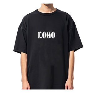เสื้อยืดคอตตอนสีเทาอ่อนทรงโอเวอร์ไซส์สำหรับผู้ชาย พิมพ์ลายโลโก้ด้านหน้า คอกลม แขนสั้น สไตล์ลำลอง - Product Image 5