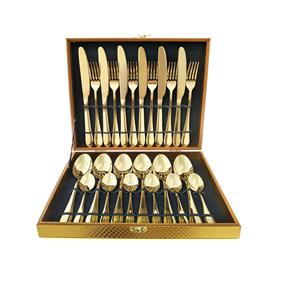 Cubiertos dorados, juego de vajilla, acero inoxidable, tenedor, cuchillo, cucharas, restaurante, boda, respetuoso con el medio ambiente, cubiertos de metal dorado - Product Image 3