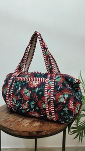 Sac de sport en coton matelassé fait à la main imprimé en blocs détachable longue ceinture écologique Durable grande capacité fermeture éclair luxe week-end - Product Image 2