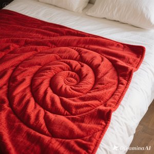 Manta polar suave de lujo, diseño en relieve en espiral rojo acogedor, tamaño personalizado - Product Image 4