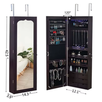 Armoire à bijoux verrouillable pleine longueur en bois avec tiroirs