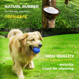 Bola chirriante con forma de panal de caucho natural de fábrica al por mayor, juguetes interactivos para perros, pelota de goma elástica para perros - Product Image 2