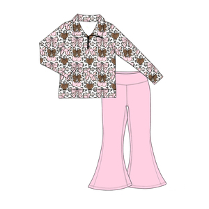 Pre-ordenar Conjunto <span class=keywords><strong>de</strong></span> Ropa para Bebés Niñas: Sudadera con Cremallera <span class=keywords><strong>de</strong></span> Manga Larga y Pantalones Acampanados <span class=keywords><strong>de</strong></span> Color Liso, Estilo Yoga, para Primavera y San Valentín - Product Image 2