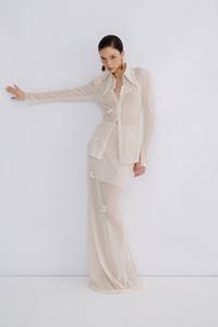 2024 New Design Black & Beige Summer Clothes Mira <b>Lace</b> Long Sleeve Blouse Women'S Blouses & Shirts Quality <b>Fabric</b> From Vietnam - Product Image 3