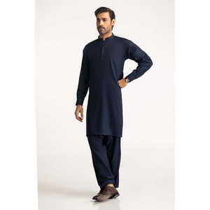 Traje Shalwar Kameez de Algodón Azul Marino para Hombre, Estilo Pakistaní, para Fiestas, Estilo Indio - Product Image 2