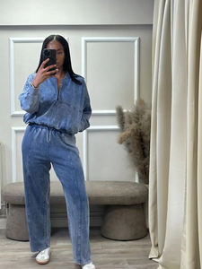 Ensemble de survêtement décontracté pour femme en deux pièces, bleu, écologique, de qualité supérieure, pour l'hiver, avec capuche et pantalon de survêtement respirant - Product Image 4