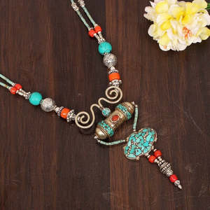 สร้อยคอโชคเกอร์เนื้อละเอียดสีเทอร์ควอยซ์และปะการังธรรมชาติ - Product Image 4