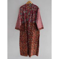 Kimono largo de algodón con estampado floral a mano para damas de honor y Bata para verano otoño y primavera