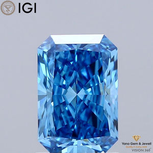Diamant de laboratoire cultivé CVD de couleur bleu vif fantaisie, clarté VS2, forme radiant de 1,51 carat avec certificat IGI, idéal pour un pendentif - Product Image 1