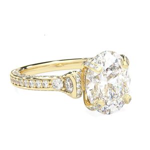 RITZIN Hidden Halo Oval Cut Engagement Ring Cute Women's Fine <b>Handmade</b> <b>Jewelry</b> - Product Image 5