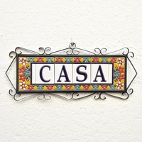 Plaque de porte brillante sur mesure Carreau de céramique artisanal de style espagnol moderne avec décorations de chiffres en lettres 3D pour intérieurs