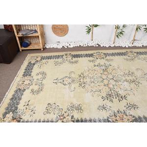 Tapis vintage 6,4 x 9,7 pieds, tapis turc, tapis oriental en laine beige - Product Image 5