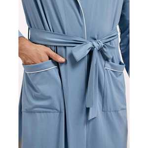 Peignoir en coton de bambou tricoté à manches longues pour homme – Robe de chambre et de spa haut de gamme - Product Image 3