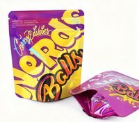 Sachets refermables personnalisés imprimés pour bonbons et biscuits, étanches à l'odeur, à poser, 3,5 g, 7 g, 14 g, 28 g, sac en mylar holographique laser, emballage alimentaire