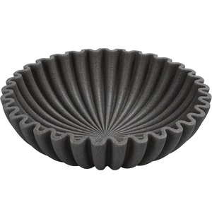 Bol décoratif en résine noire avec centre de table moderne au design festonné ondulé pour salon Table à manger plateau à fruits maison - Product Image 1