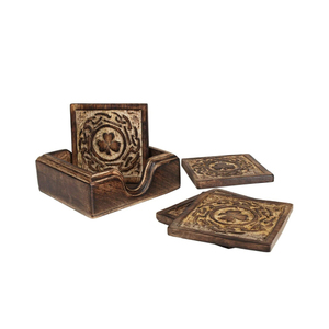 Dessous de verre en bois décoratif personnalisé nouvellement conçu à la mode fabriqué par l'exportateur indien au prix le plus bas - Product Image 1