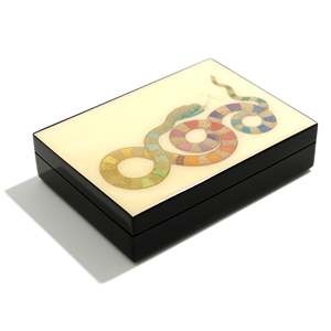 White lacquer <b>vanity</b> trinket <b>box</b> lacquerware for home desktop styling on trend lacquered boxes - Product Image 5