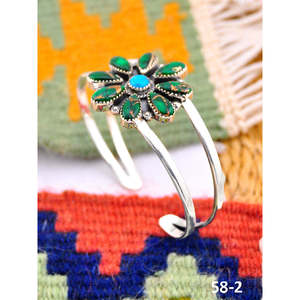 Southwest Handmade Peacock Dahlia & Sterling <b>Silver</b> Fashion <b>Cuff</b> <b>Bracelet</b> - Product Image 3