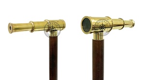 ไม้เท้าขนาดเล็กแบบสตีมพังค์พร้อมด้ามจับทองเหลืองขัดเงากล้องส่องทางไกลสำหรับปีนเขาน้ำหนักเบาและปลายยาง - Product Image 6