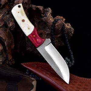 Couteau de cowboy artisanal de style occidental en bois et os bleu Pa/a, couteau à désosser avec étui en cuir, tranchant comme un rasoir - Product Image 6