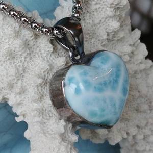 Collar con colgante de Larimar natural-Colgante hecho a mano de piedras preciosas dominicanas de plata esterlina sólida 925 - Product Image 2