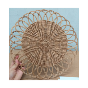 Wholesaler <b>Round</b> Rattan Eco-Friendly <b>Placemat</b> Coaster Handwoven Plate Liner Table Mats Dinner Decor Carton FBA for - Product Image 1