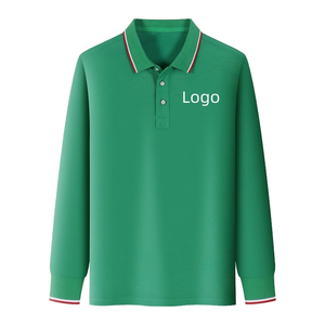 Polo de manga larga de algodón puro 2025 para hombre, Polo de gama alta de primavera y verano para hombre, Polo de algodón informal sólido para hombre - Product Image 1