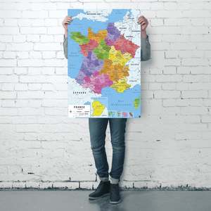 2017 France Map <b>Poster</b> Modern Design Style Black Frame for Wall Use Made of Paper - Product Image 3