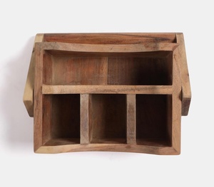 Nouveau produit à la mode bas quantité minimale de commande fait à la main en bois d'acacia 4 cloisons Brown Caddy Fabricant grossiste exportateur - Product Image 3