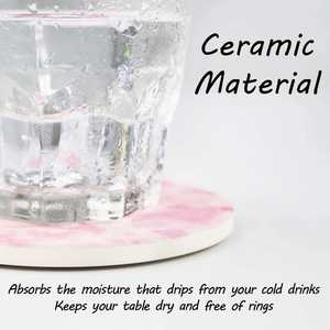 Customizable Classic Style Bamboo & Marble Spliced Round Cup <b>Coaster</b> Premium Drink <b>Coaster</b> Set - Product Image 5