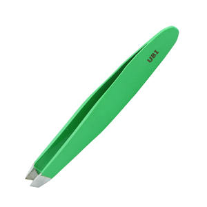 Pince à épiler professionnelle légère en acier à haute teneur en carbone de 7 cm à pointe inclinée verte pour sourcils, poils incarnés et élimination des éclats - Product Image 3