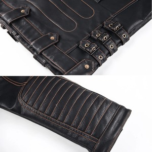 Veste d'hiver en cuir vintage pour hommes, vêtements d'extérieur décontractés avec tissu en toile, vêtements élégants pour hommes - Product Image 5