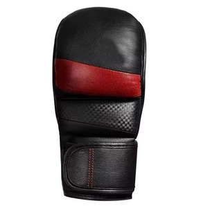 Gants de boxe MMA noirs personnalisés pour les arts martiaux et le kickboxing - Cuir PU respirant - Fermeture à boucle et crochets - Unisexe adulte - Product Image 2