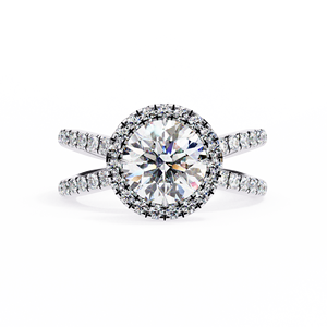 Anillo de compromiso de doble banda de oro rosa de 18 quilates con diamante cultivado en laboratorio certificado IGI de 1,50 quilates con joyería nupcial de corte Halo - Product Image 2