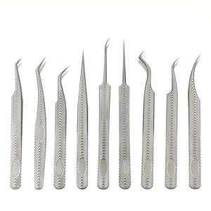 Pinzas para Pestañas de Fibra de Marca Privada, Herramientas para Volumen de Pestañas Rectas con Agarre de Diamante, Diseño Personalizado para Damas - Product Image 1