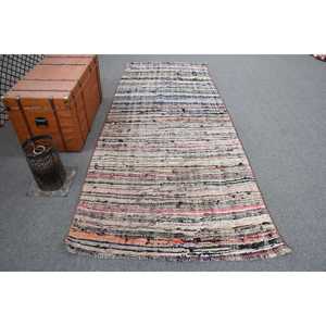 พรมคิลิมวินเทจขนาด 4x9.7 ฟุต สีดำขอบดำ ทำจากขนสัตว์แบบตุรกี - Product Image 1