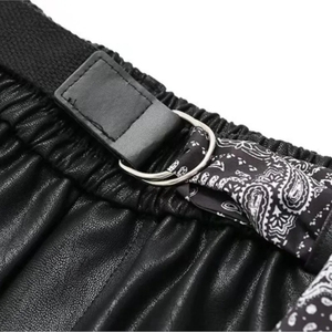 Short en cuir pour femme grande taille Vêtements 2025 Hiver Nouvelle mode PU Pantalon ample à jambes larges avec ceinture Short en coton pour femme OEM - Product Image 3