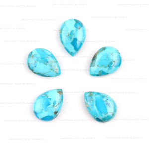 หินควอตซ์ธรรมชาติทรงหลังเบี้ยทรงลูกแพร์10X14มม. ของ mohhave Blue Turquoise จากผู้จำหน่ายขายส่ง - Product Image 5