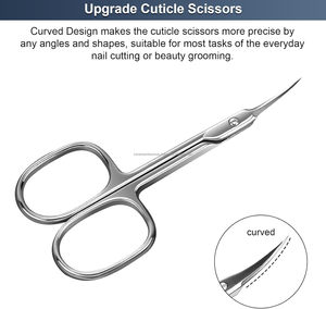 Ciseaux à cuticules extra fins à lame courbée, ciseaux de manucure super fins, pointe précise, lames de toilettage pour peaux sèches, argentés - Product Image 3