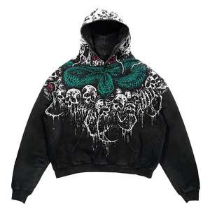 เสื้อฮู้ดแบบสวมหัวมีซิปรูดแบบกำหนดเองผ้าคอตตอน100% สำหรับพิมพ์พัฟ2024ธรรมดา - Product Image 1