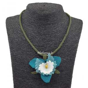 Orkide Kolye Turkuaz İğne Oyası Collares de moda - Product Image 1