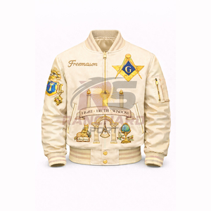 Chaqueta Bomber Masónica, Elegante, Cómoda, Informal, Prenda de Moda, Chaqueta Bomber Masónica Suave, Moderna, para Uso Diario - Product Image 1