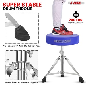 5Core Drum Throne Adjustable Guitar <b>Stool</b> <b>Padded</b> Seat + Drum Practice Pad Snare Drumming Stand - Product Image 6