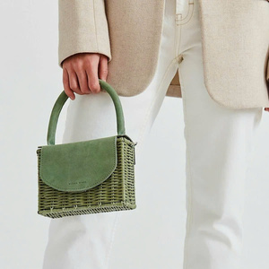 กระเป๋าหวายมือถือหนังสีฟ้าสายคล้องไหล่แฟชั่นงานหัตถกรรมกระเป๋าของขวัญวันเกิดสองปุ่ม/ปิดดีไซน์ล่าสุด - Product Image 4