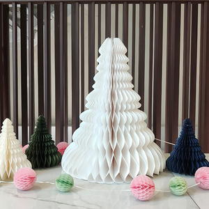 Árbol de Papel Decorativo Art Deco de 31.5 Pulgadas con Diseño de Panal de Abeja, Decoración Navideña para el Hogar con Impresión Offset de 4 Colores Autoadhesiva para Fiestas y Festividades en el Hogar - Product Image 1
