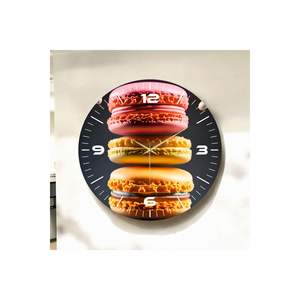 50cm <b>Silent</b> Wooden Table Wall <b>Clock</b> Colorful Macaron Pattern Print Gift Product - Product Image 3